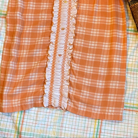 VTG 60s orange and white checked shift dress-M - Picture 3 of 10